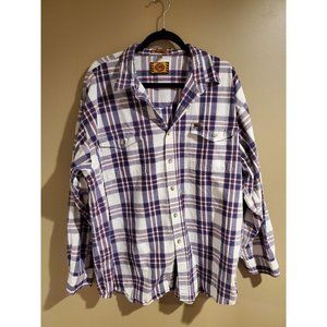 Men's Justin Original Workwear 100% Cotton Red & Blue Plaid Long Sleeve Button